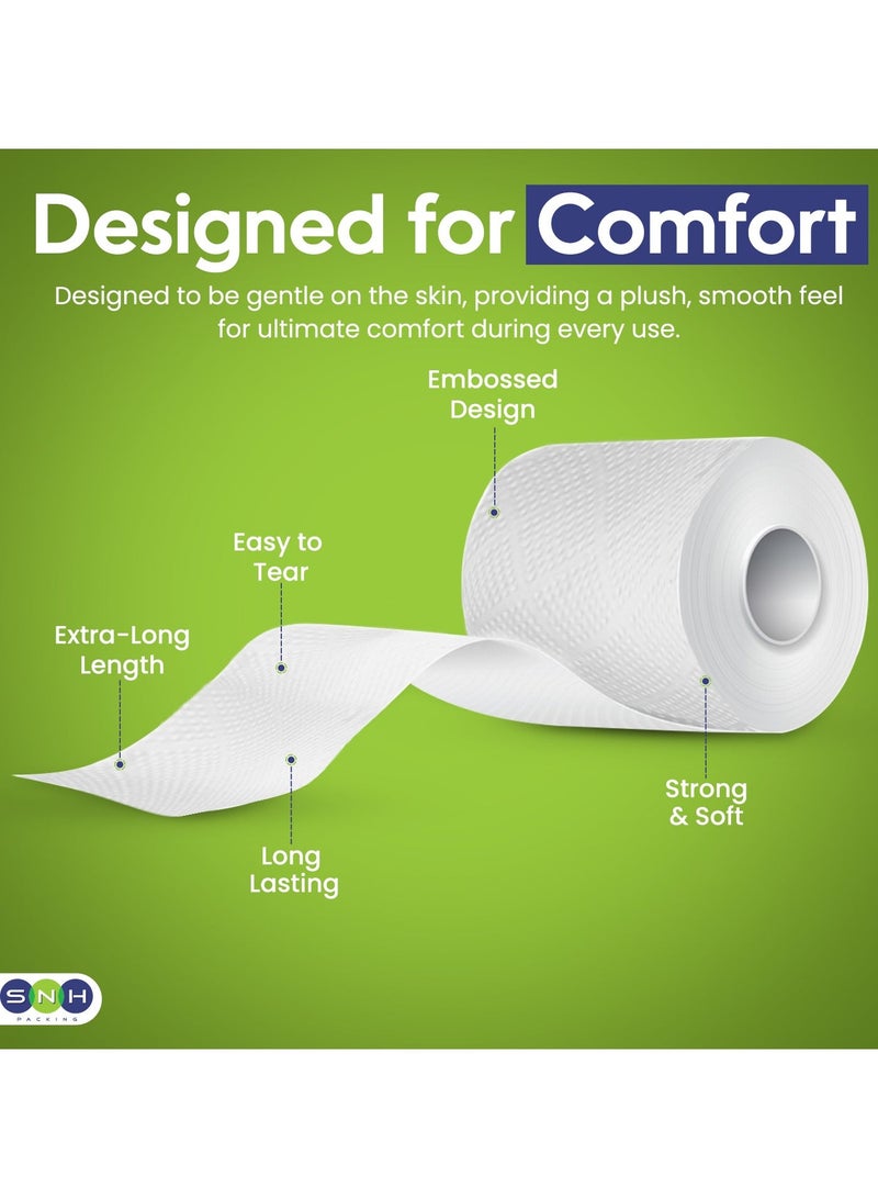 إس إن إتش باكينج عبوة مناديل ورقية ناعمة وصحية للتواليت، 10 لفات، منقوشة، 100 ورقة × طبقتين - Image 4